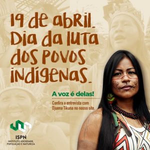 Cartaz do dia da luta dos povos indígenas com mulher